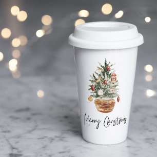 Vintage Christmas Tree   Merry Christmas  Paper Cups