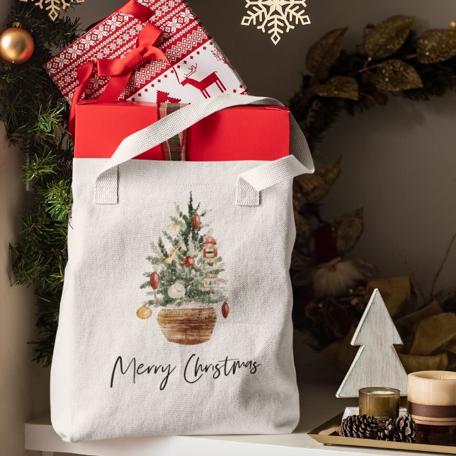 Vintage Christmas Tree | Merry Christmas  Tote Bag (Creator Uploaded)