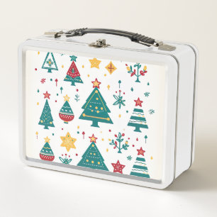 Vintage Christmas tree Metal Lunch Box