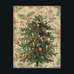 Vintage Christmas Tree Music Postcard<br><div class="desc">This Xmas,  anyone would love to receive this vintage postcard featuring a Christmas tree and a poinsettia background with Santa Claus music!</div>