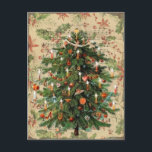 Vintage Christmas Tree Music Postcard<br><div class="desc">This Xmas,  anyone would love to receive this vintage postcard featuring a Christmas tree and a poinsettia background with Santa Claus music!</div>