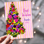 Vintage Christmas tree new year greeting  Holiday Card<br><div class="desc">Vintage Christmas tree new year greeting greeting Holiday Card. Vintage cute Christmas card. Perfect for vintage collectors or for sending cards out to family or friends for the holiday season. To make it extra special it is embellished with beautiful glamourous faux glitter. This design can also be transferred onto any...</div>