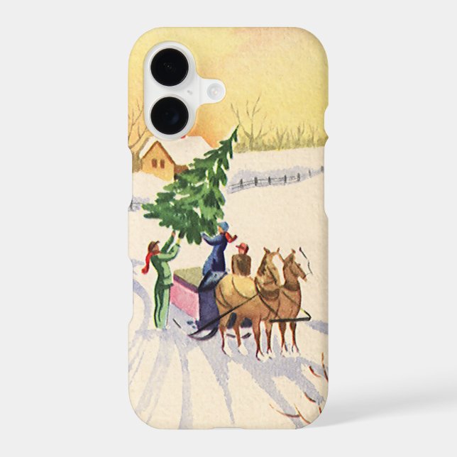 Vintage Christmas Tree on a Snowy Winter Road (Back)