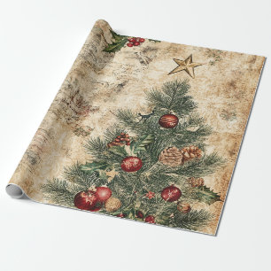 Vintage Christmas Tree & Ornament (1) Wrapping Paper