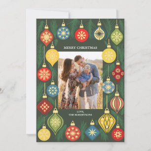 Vintage Christmas Tree Ornament Photo Holiday Card