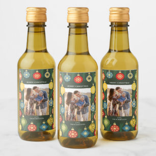 Vintage Christmas Tree Ornament Photo Wine Label
