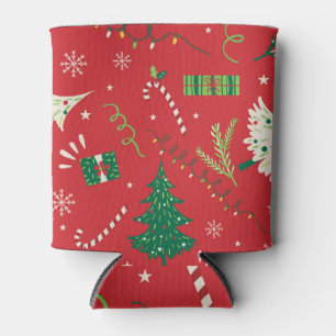 Vintage Christmas tree: ornamental design. Can Cooler