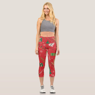 Vintage Christmas tree: ornamental design. Capri Leggings
