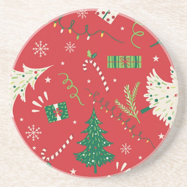Vintage Christmas tree: ornamental design. Coaster (Front)