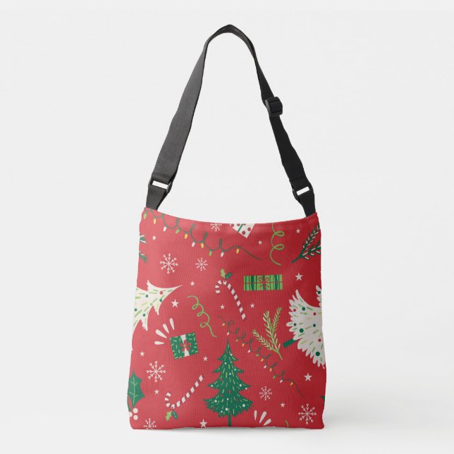 Vintage Christmas tree: ornamental design. Crossbody Bag (Front)