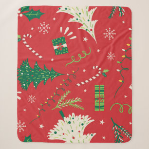 Vintage Christmas tree: ornamental design. Sherpa Blanket