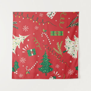 Vintage Christmas tree: ornamental design. Tapestry