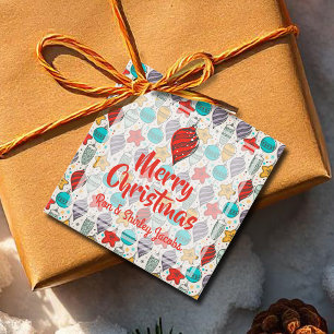 Vintage Christmas Tree Ornaments Holiday Favour Tags