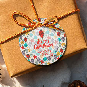 Vintage Christmas Tree Ornaments Holiday Round Favour Tags