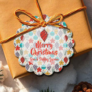 Vintage Christmas Tree Ornaments Holiday Scalloped Favour Tags