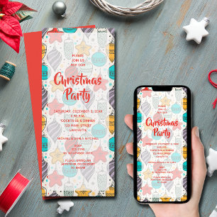 Vintage Christmas Tree Ornaments Party Invitation