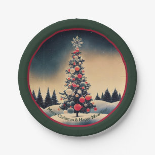 Vintage Christmas Tree Paper Plates