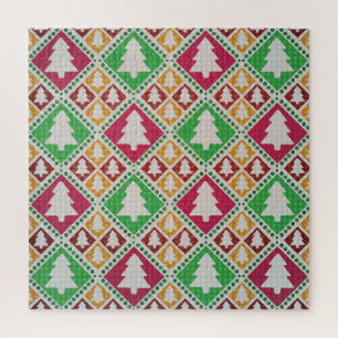 Vintage Christmas Tree Pattern. Jigsaw Puzzle