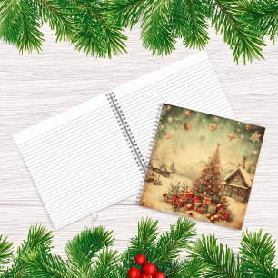 Vintage Christmas tree personalized message spiral Notebook