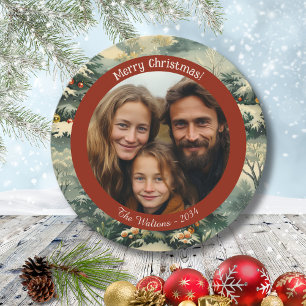 Vintage Christmas Tree Photo Christmas Holiday Card