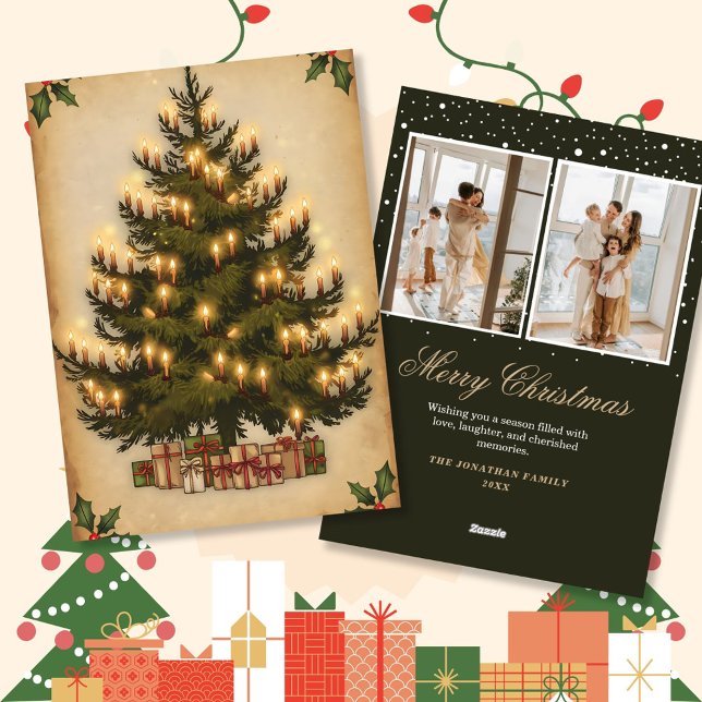 Vintage Christmas Tree Photo Holiday Cards (Creator Uploaded)