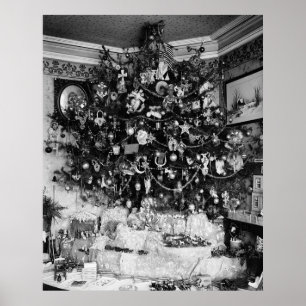 Vintage Christmas Tree Photograph (1910) Poster