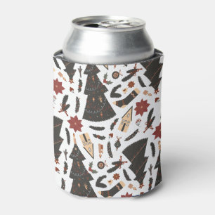 Vintage Christmas Tree Poinsettia Can Cooler