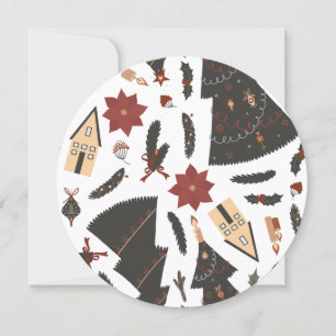 Vintage Christmas Tree Poinsettia Holiday Card