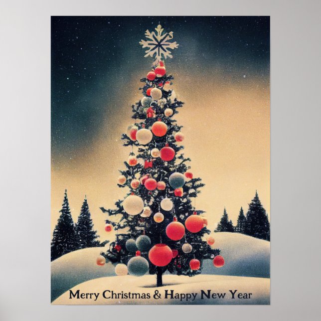 Vintage Christmas Tree Poster (Front)