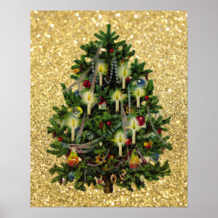 vintage christmas tree poster