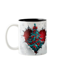 Vintage Christmas Tree, Red/Teal - White Handle