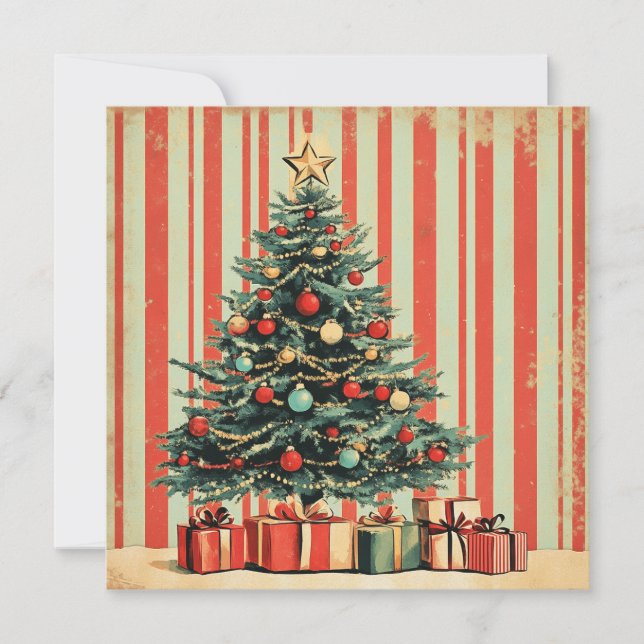Vintage Christmas Tree Retro 1940's magazine  Invitation (Front)