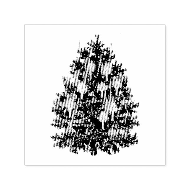 VINTAGE CHRISTMAS TREE RUBBER STAMP (Design)