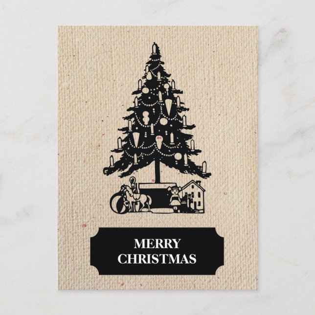 Vintage Christmas Tree Rustic Antique  Holiday Postcard (Front)