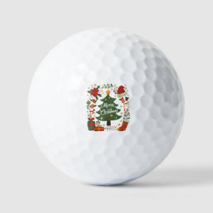 Vintage Christmas Tree Santa Hat 80s 90s Merry Chr Golf Balls