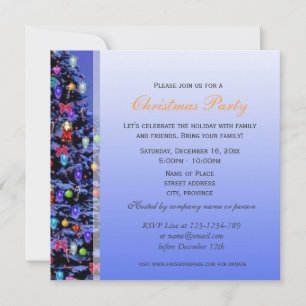 Vintage Christmas tree snowy night party Invitation