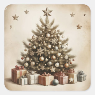 Vintage Christmas Tree Stickers