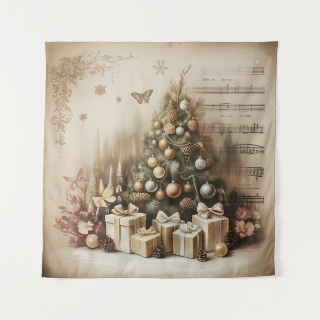 Vintage Christmas Tree Tapestry (Front)