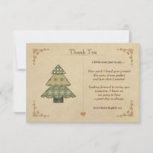 Vintage Christmas Tree Thank You Note Card
