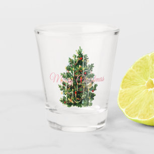Vintage Christmas tree Victorian holidays    Shot Glass