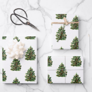 Vintage Christmas tree Victorian holidays  Wrapping Paper Sheet