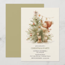 Vintage Christmas Tree Watercolor Holiday Party
