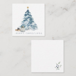 Vintage Christmas tree watercolour gold star Card