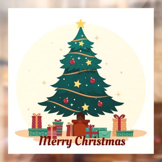 Vintage Christmas Tree Window Cling (Sheet 2)