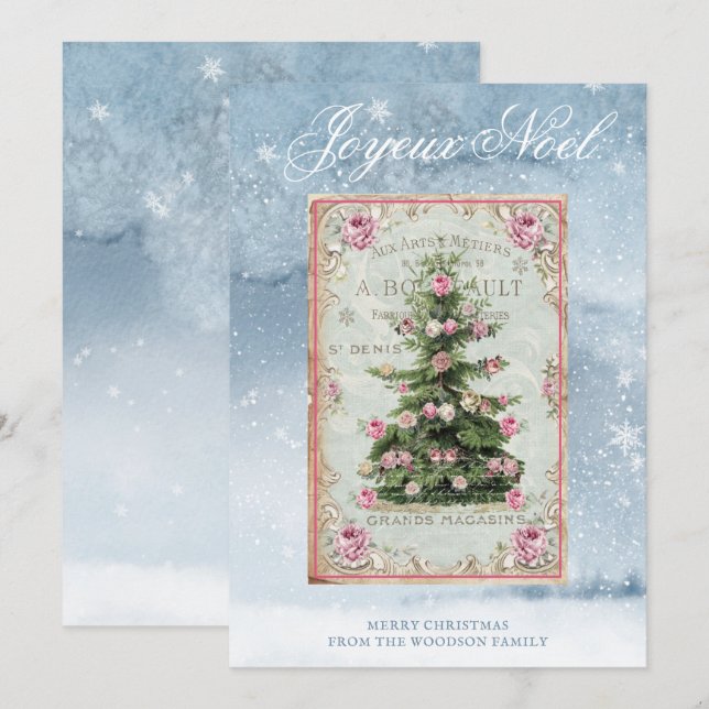 Vintage Christmas Tree Winter Snow Scene (Front/Back)