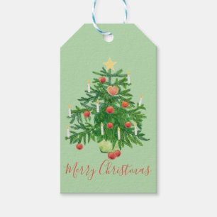 Vintage Christmas Tree with a Star Custom Gift Tags