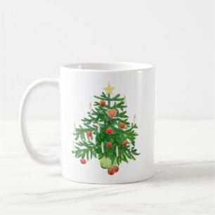 Vintage Christmas Tree with a Star & Heart Cookie Coffee Mug