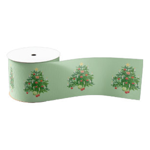 Vintage Christmas Tree with a Star & Heart Cookie Grosgrain Ribbon