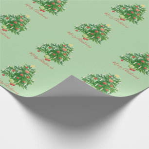Vintage Christmas Tree with a Star & Heart Cookie Wrapping Paper