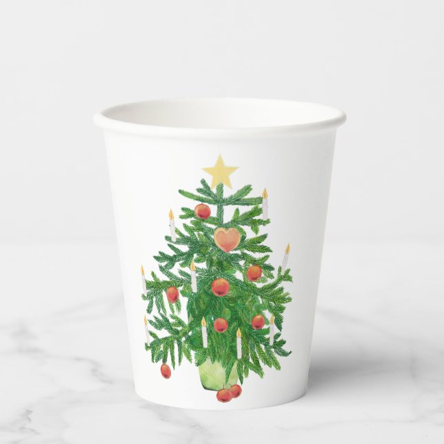 Vintage Christmas Tree with a Star   Paper Cups (Front)
